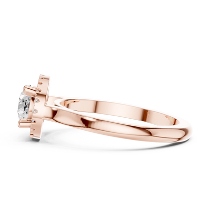 1.07ctw Pear Diamond East-West Halo Ring Plain Band - Solid Gold