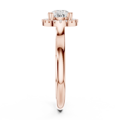 1.07ctw Pear Diamond East-West Halo Ring Plain Band - Solid Gold