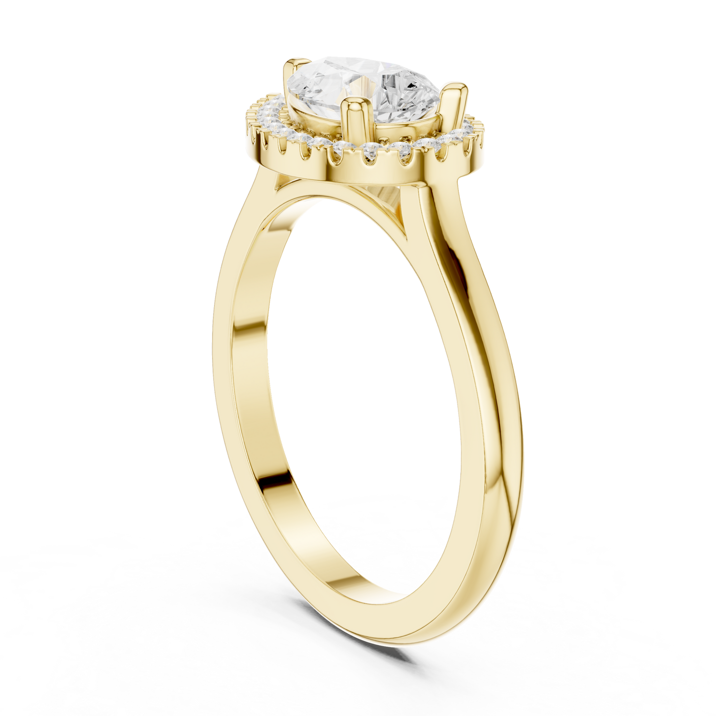 1.07ctw Pear Diamond East-West Halo Ring Plain Band - Solid Gold
