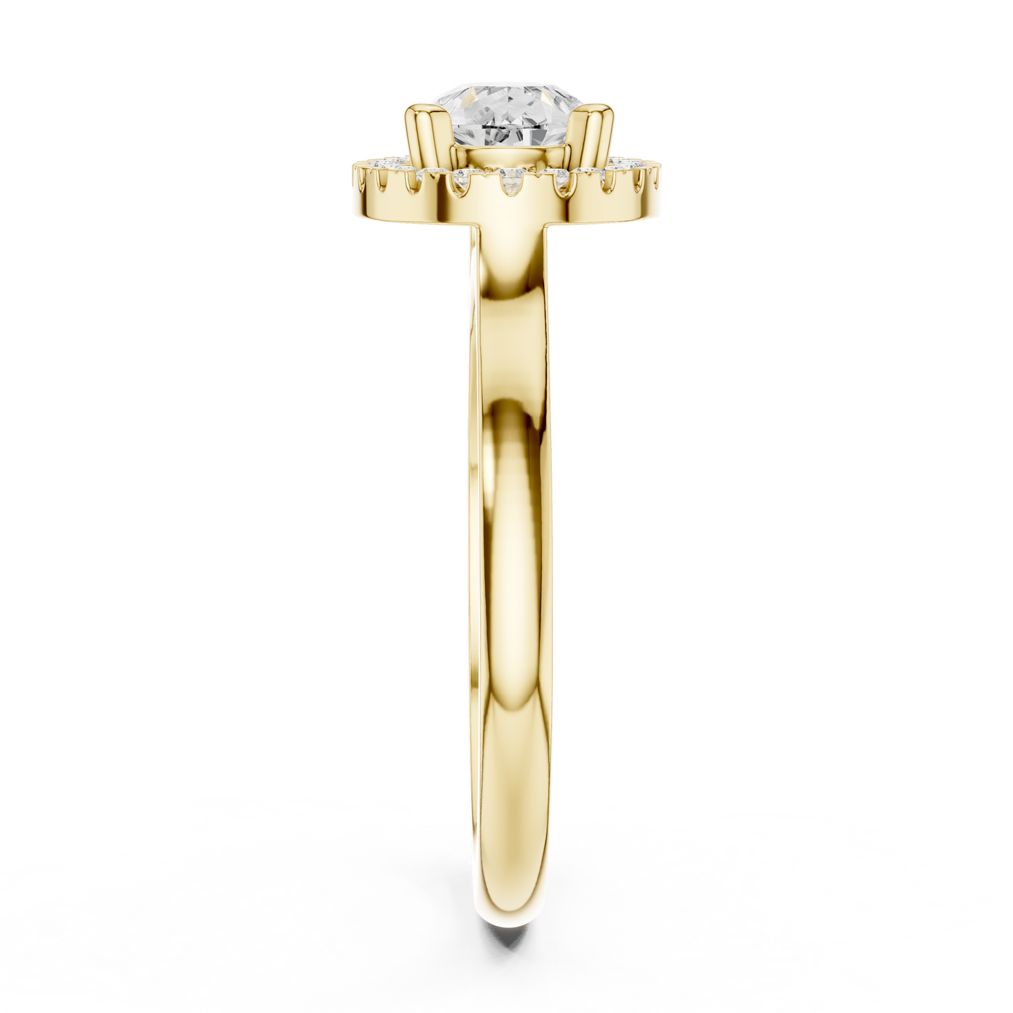 1.07ctw Pear Diamond East-West Halo Ring Plain Band - Solid Gold