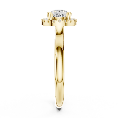 1.07ctw Pear Diamond East-West Halo Ring Plain Band - Solid Gold