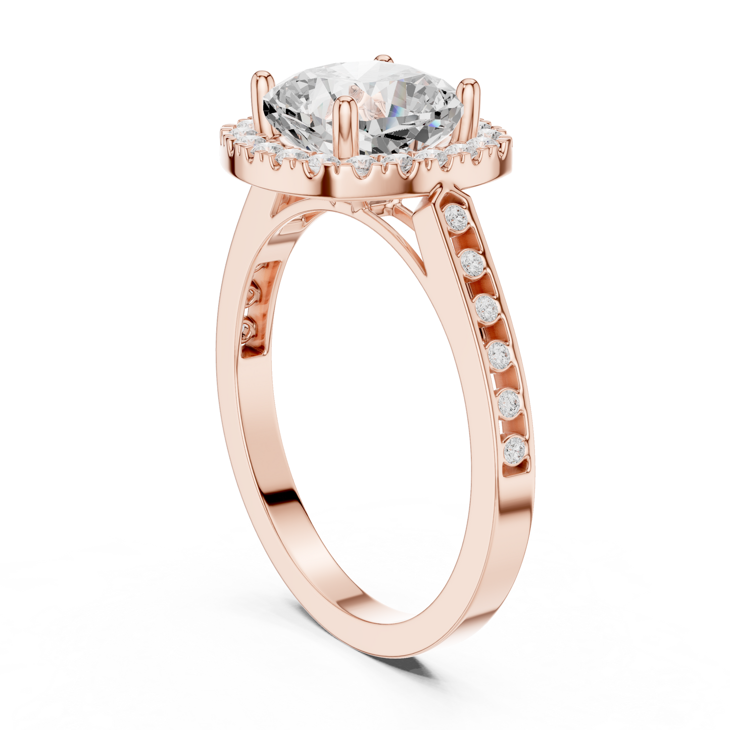 2.26 Carat Cushion Cut Diamond Halo Engagement Ring | Yellow Gold