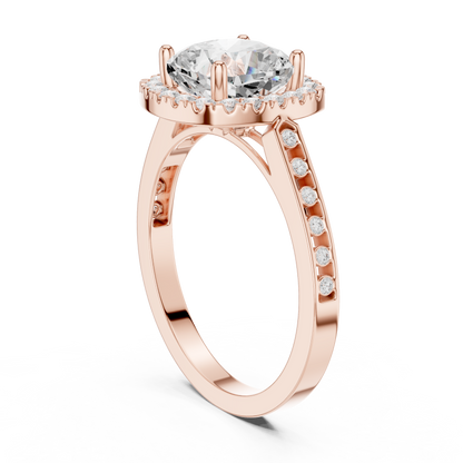 2.26 Carat Cushion Cut Diamond Halo Engagement Ring | Yellow Gold