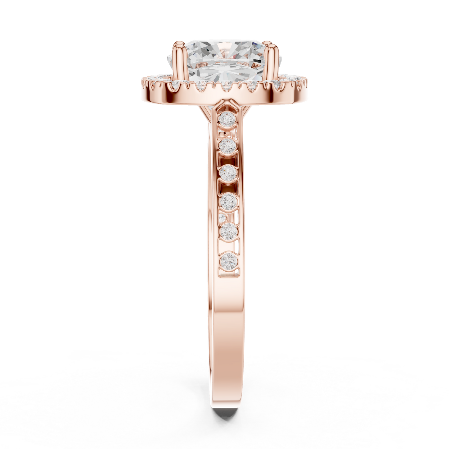 2.26 Carat Cushion Cut Diamond Halo Engagement Ring | Yellow Gold