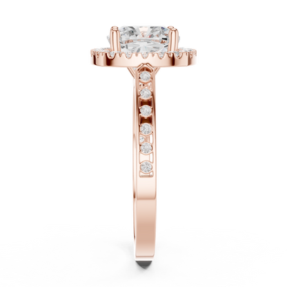 2.26 Carat Cushion Cut Diamond Halo Engagement Ring | Yellow Gold
