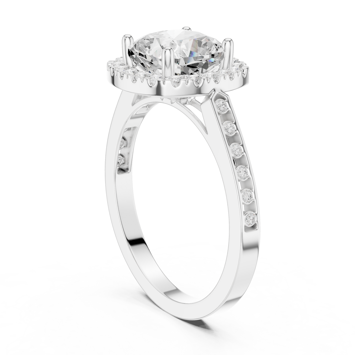 2.26 Carat Cushion Cut Diamond Halo Engagement Ring | Yellow Gold