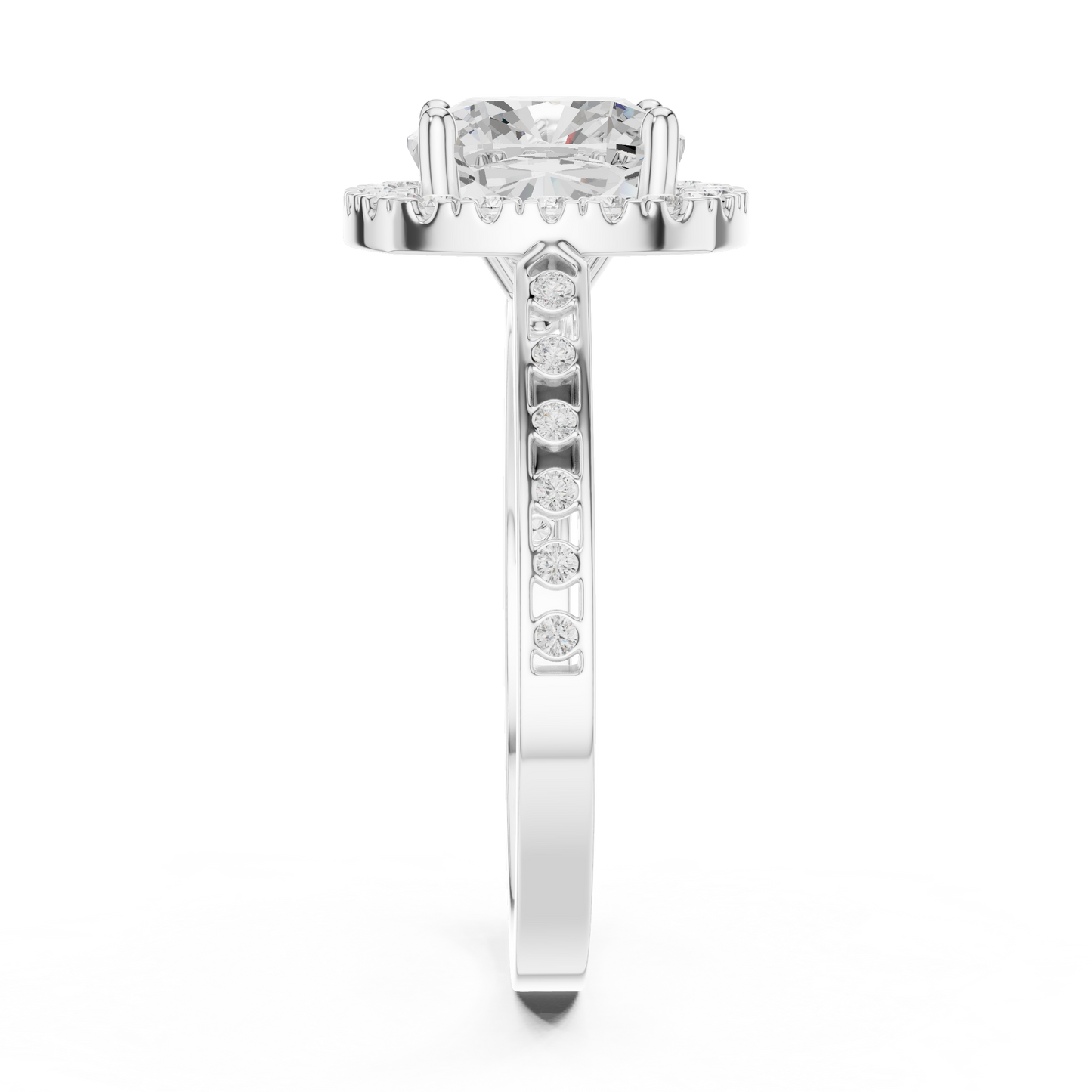 2.26 Carat Cushion Cut Diamond Halo Engagement Ring | Yellow Gold