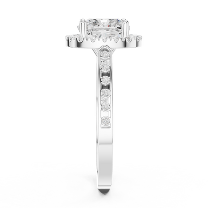 2.26 Carat Cushion Cut Diamond Halo Engagement Ring | Yellow Gold