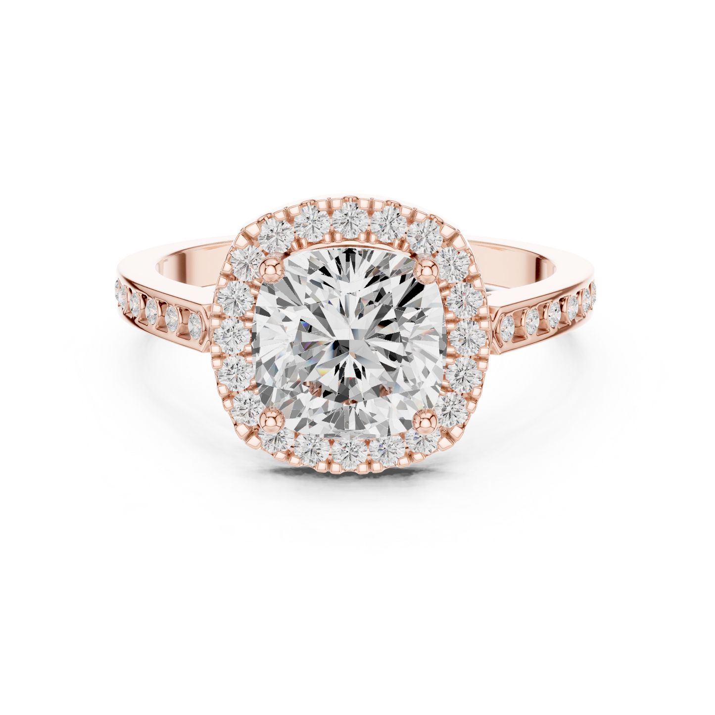 2.26 Carat Cushion Cut Diamond Halo Engagement Ring | Yellow Gold