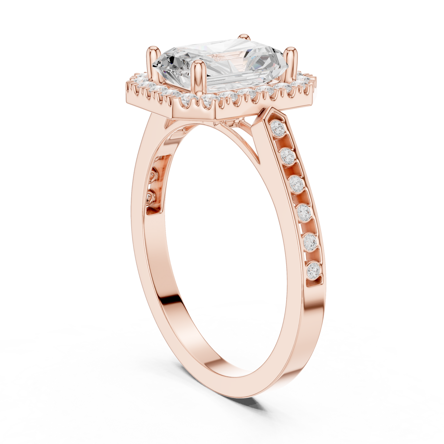 2.24 Carat Radiant Cut Diamond Halo Engagement Ring | Yellow Gold
