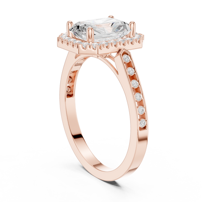 2.24 Carat Radiant Cut Diamond Halo Engagement Ring | Yellow Gold