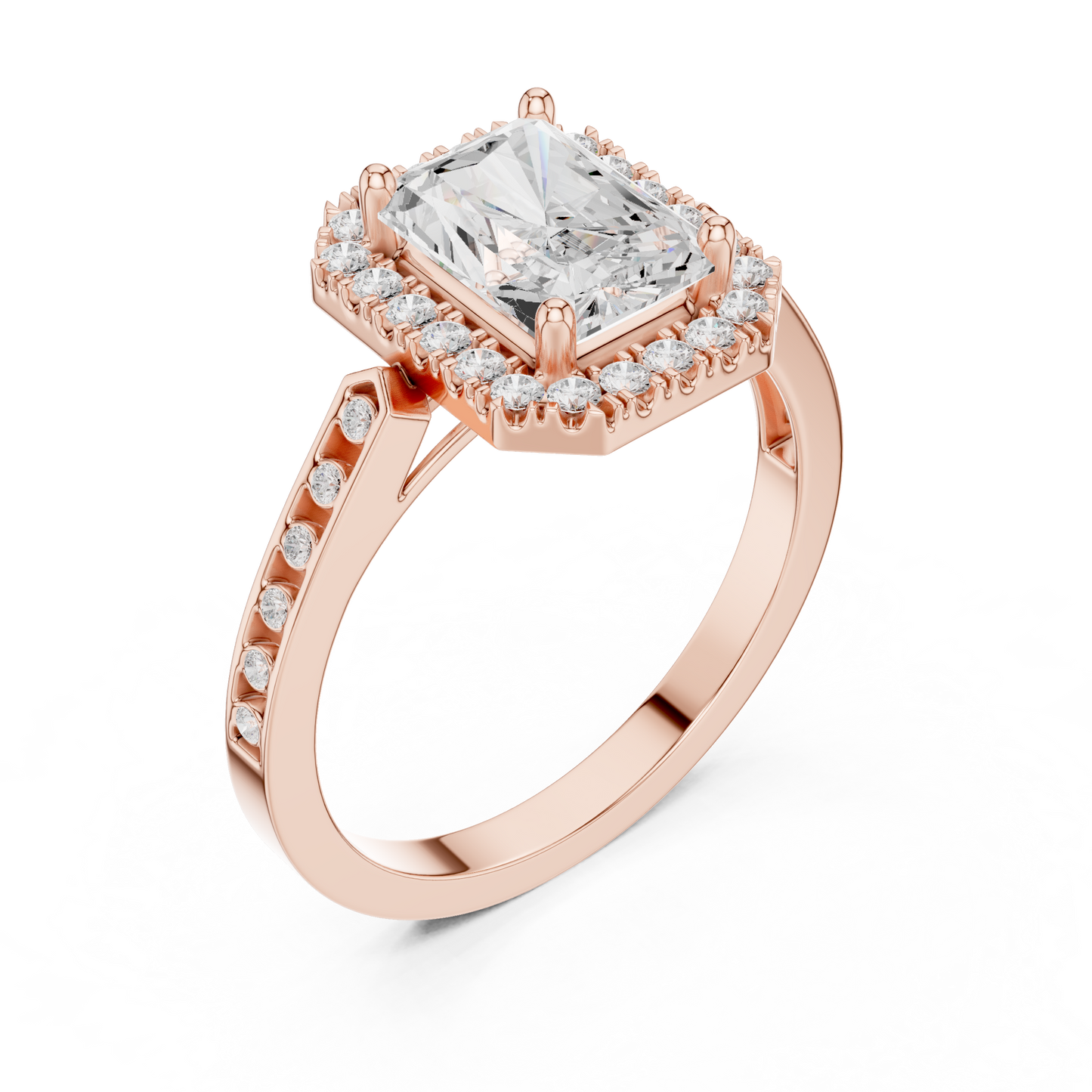 2.24 Carat Radiant Cut Diamond Halo Engagement Ring | Yellow Gold