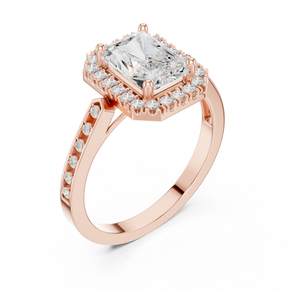 2.24 Carat Radiant Cut Diamond Halo Engagement Ring | Yellow Gold