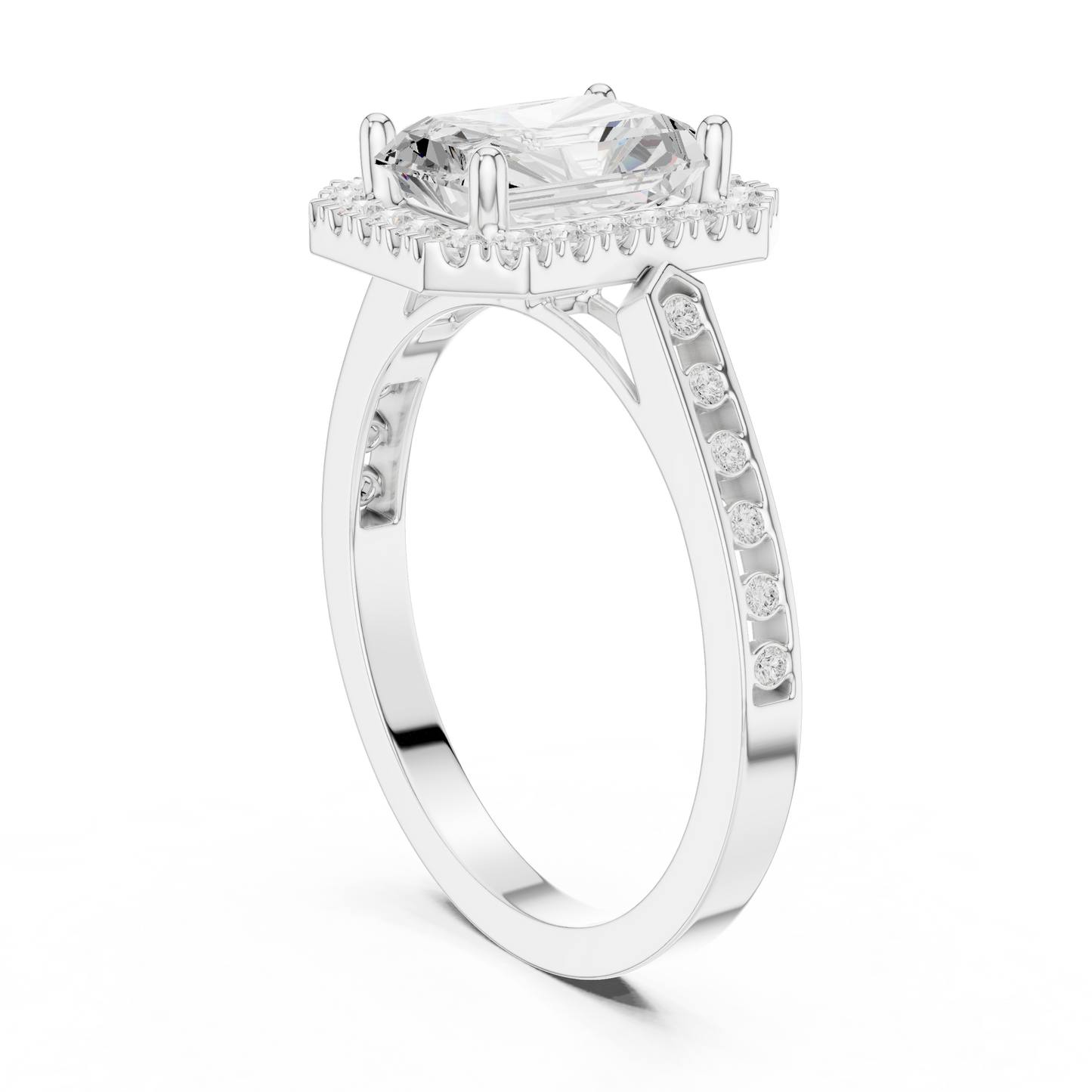 2.24 Carat Radiant Cut Diamond Halo Engagement Ring | Yellow Gold