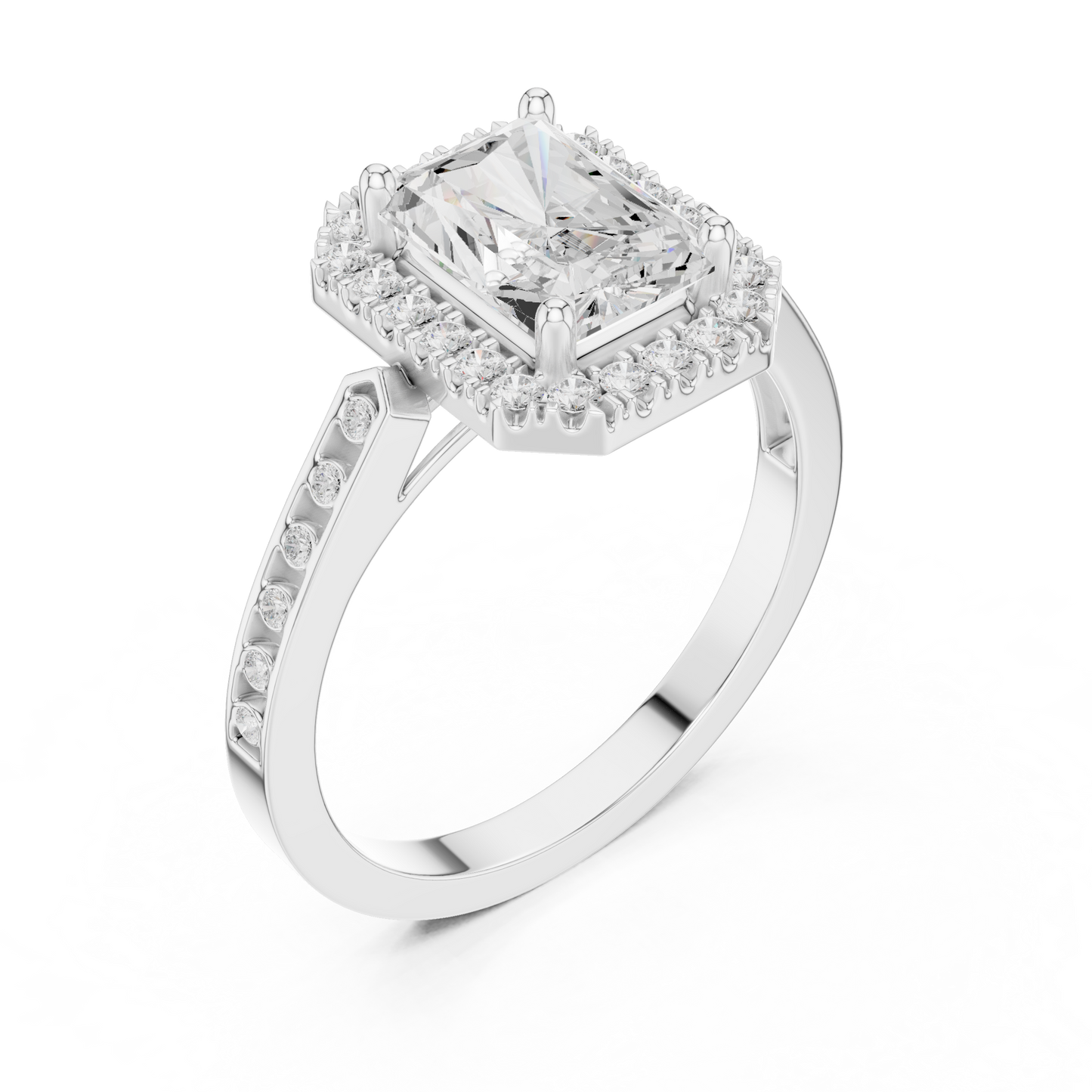 2.24 Carat Radiant Cut Diamond Halo Engagement Ring | Yellow Gold
