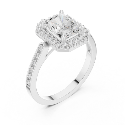 2.24 Carat Radiant Cut Diamond Halo Engagement Ring | Yellow Gold