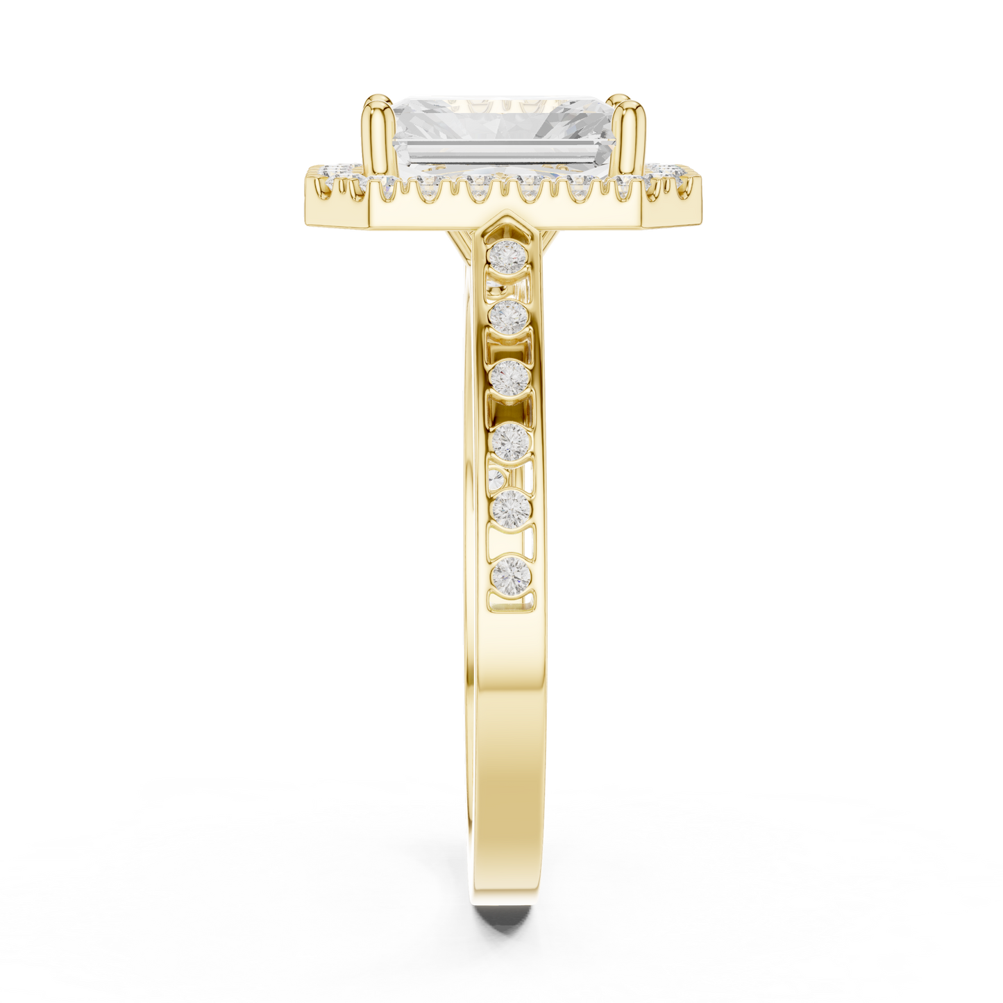 2.24 Carat Radiant Cut Diamond Halo Engagement Ring | Yellow Gold