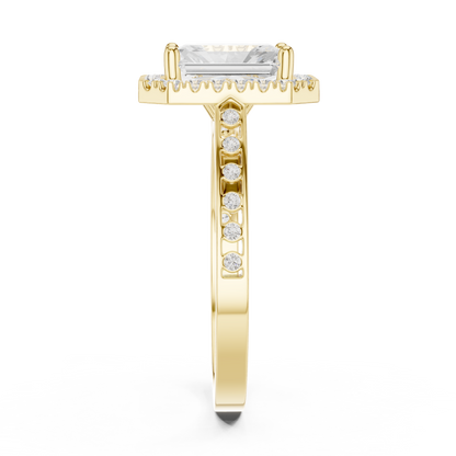 2.24 Carat Radiant Cut Diamond Halo Engagement Ring | Yellow Gold