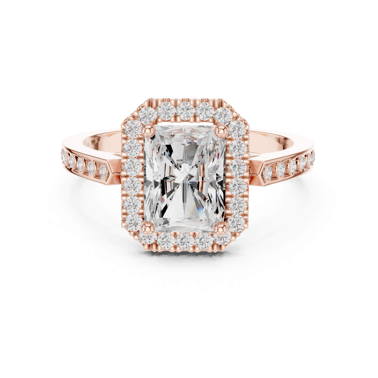 2.24 Carat Radiant Cut Diamond Halo Engagement Ring | Yellow Gold