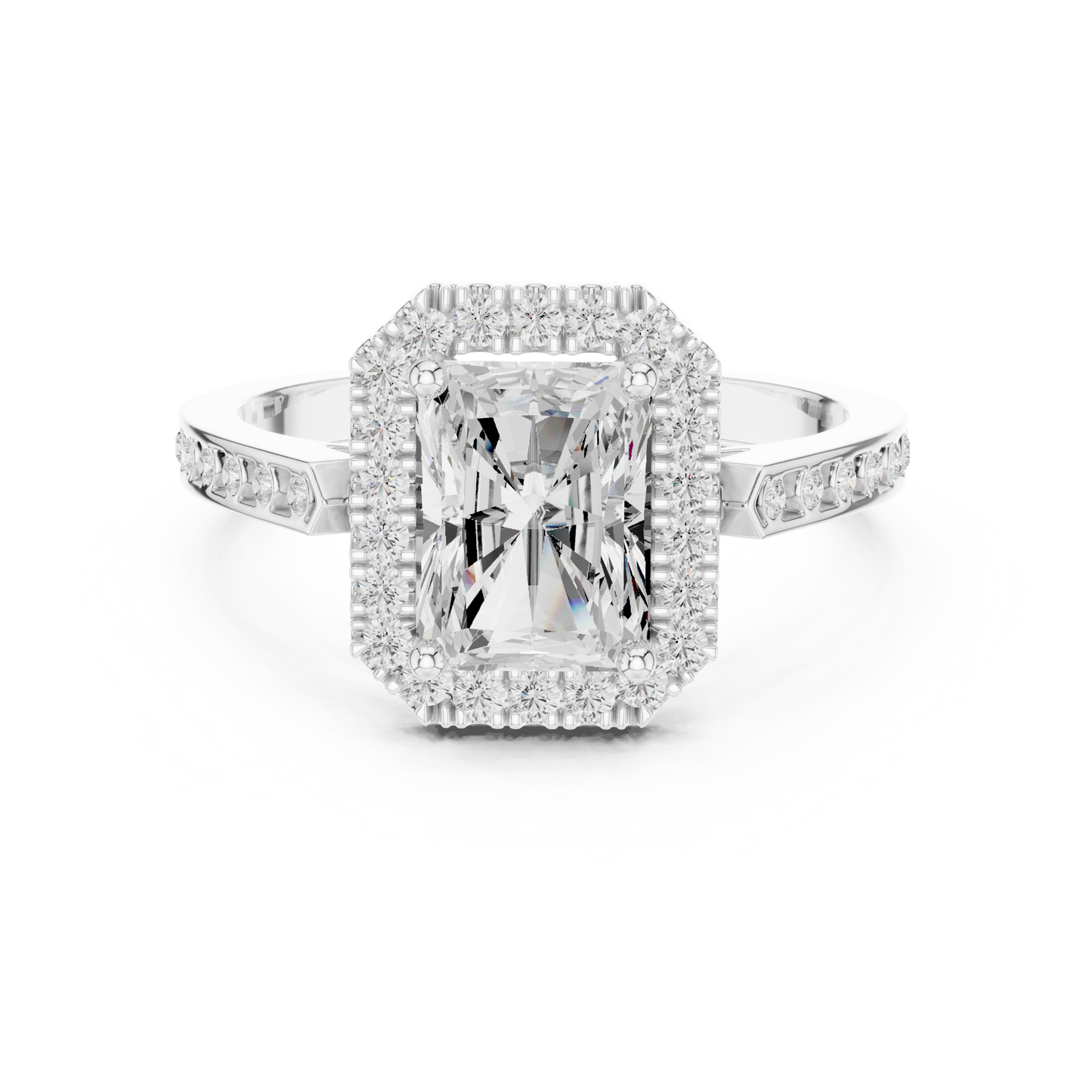 2.24 Carat Radiant Cut Diamond Halo Engagement Ring | Yellow Gold