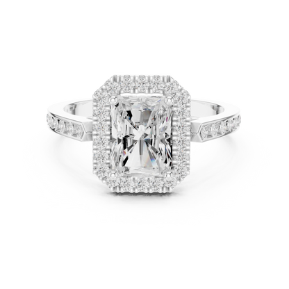 2.24 Carat Radiant Cut Diamond Halo Engagement Ring | Yellow Gold