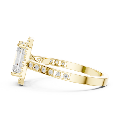 2.24 Carat Radiant Cut Diamond Halo Engagement Ring | Yellow Gold