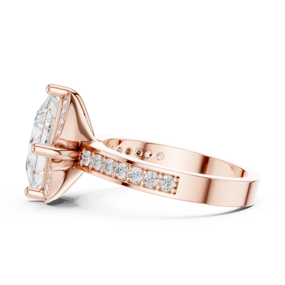 2.41ctw Princess Diamond Kite Chevron Halo Ring Pavé Band - Solid Gold