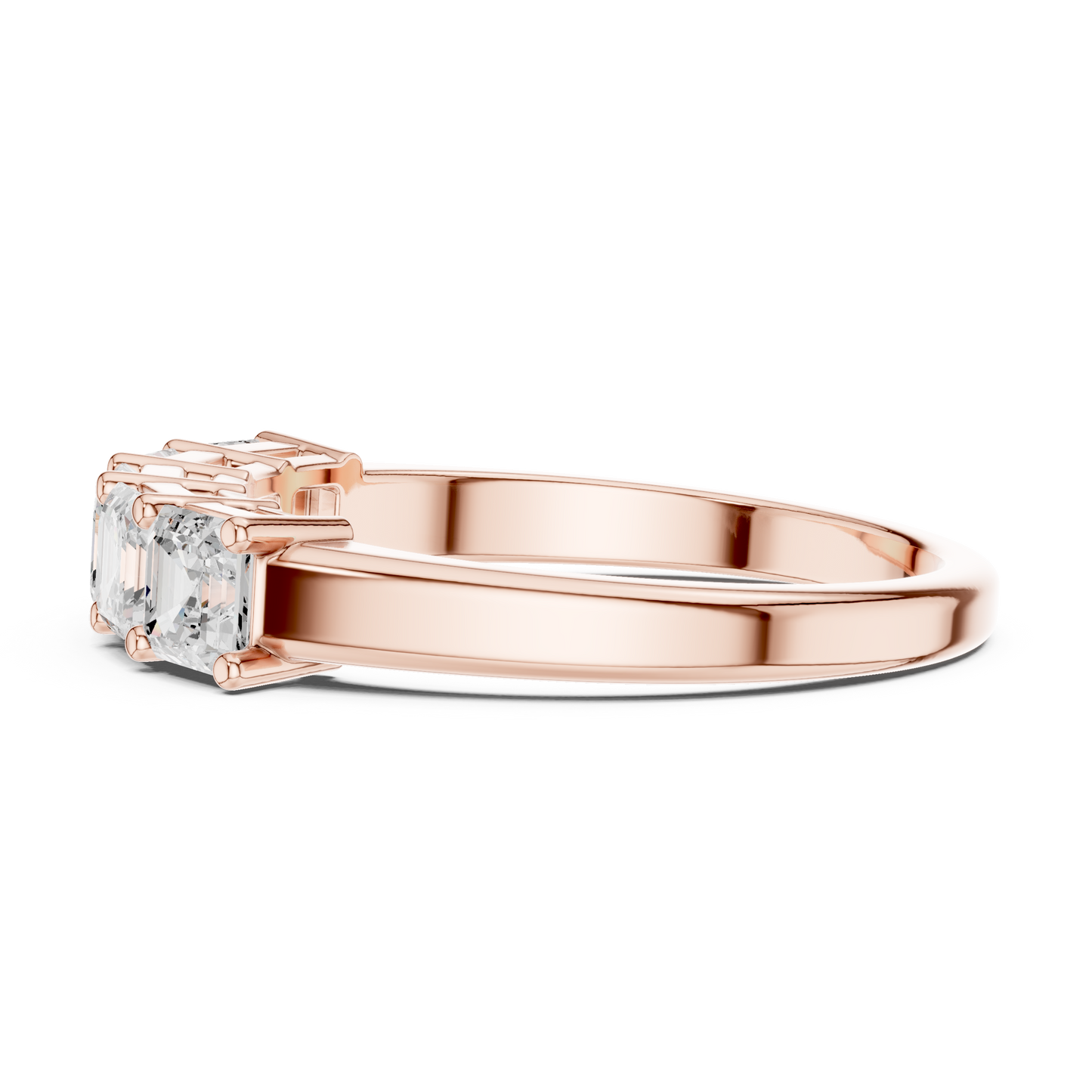 1.11ctw Asscher Cut Diamond 5 Stone Anniversary Band - Solid Gold