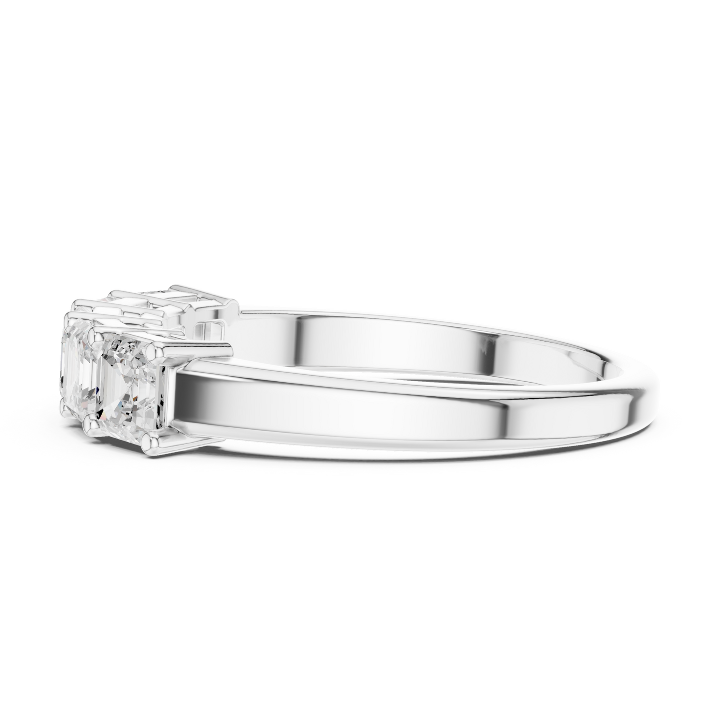 1.11ctw Asscher Cut Diamond 5 Stone Anniversary Band - Solid Gold
