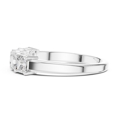 1.11ctw Asscher Cut Diamond 5 Stone Anniversary Band - Solid Gold