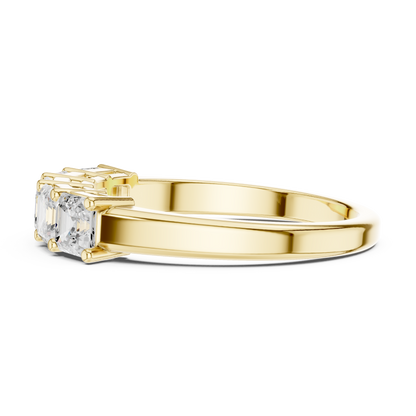 1.11ctw Asscher Cut Diamond 5 Stone Anniversary Band - Solid Gold
