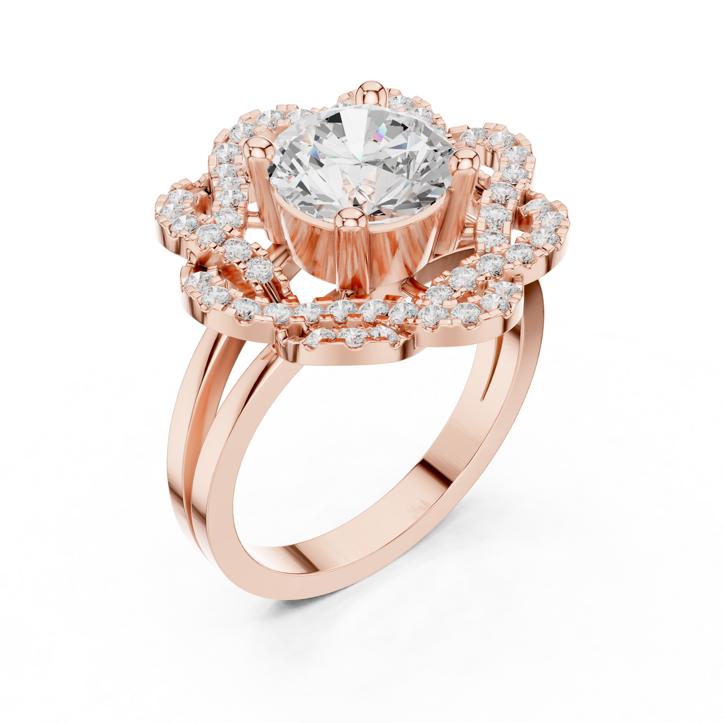 2.44ctw Round Diamond Openwork Filigree Mandala Ring - Solid Gold