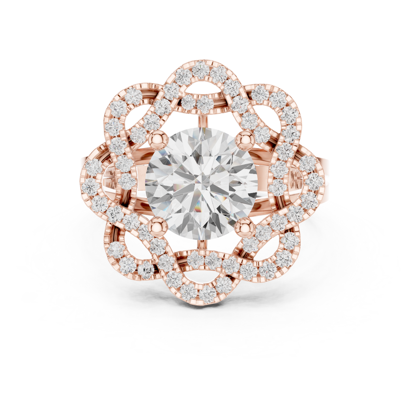 2.44ctw Round Diamond Openwork Filigree Mandala Ring - Solid Gold