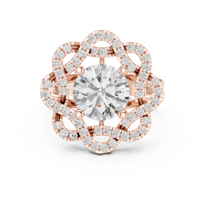 2.44ctw Round Diamond Openwork Filigree Mandala Ring - Solid Gold