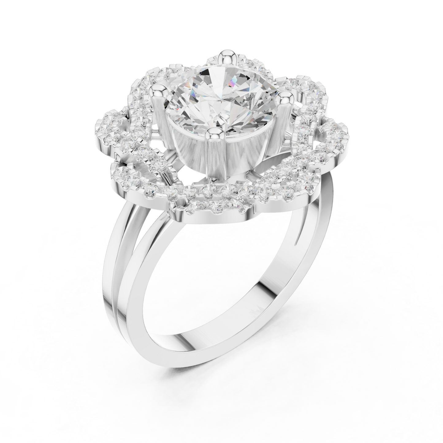 2.44ctw Round Diamond Openwork Filigree Mandala Ring - Solid Gold