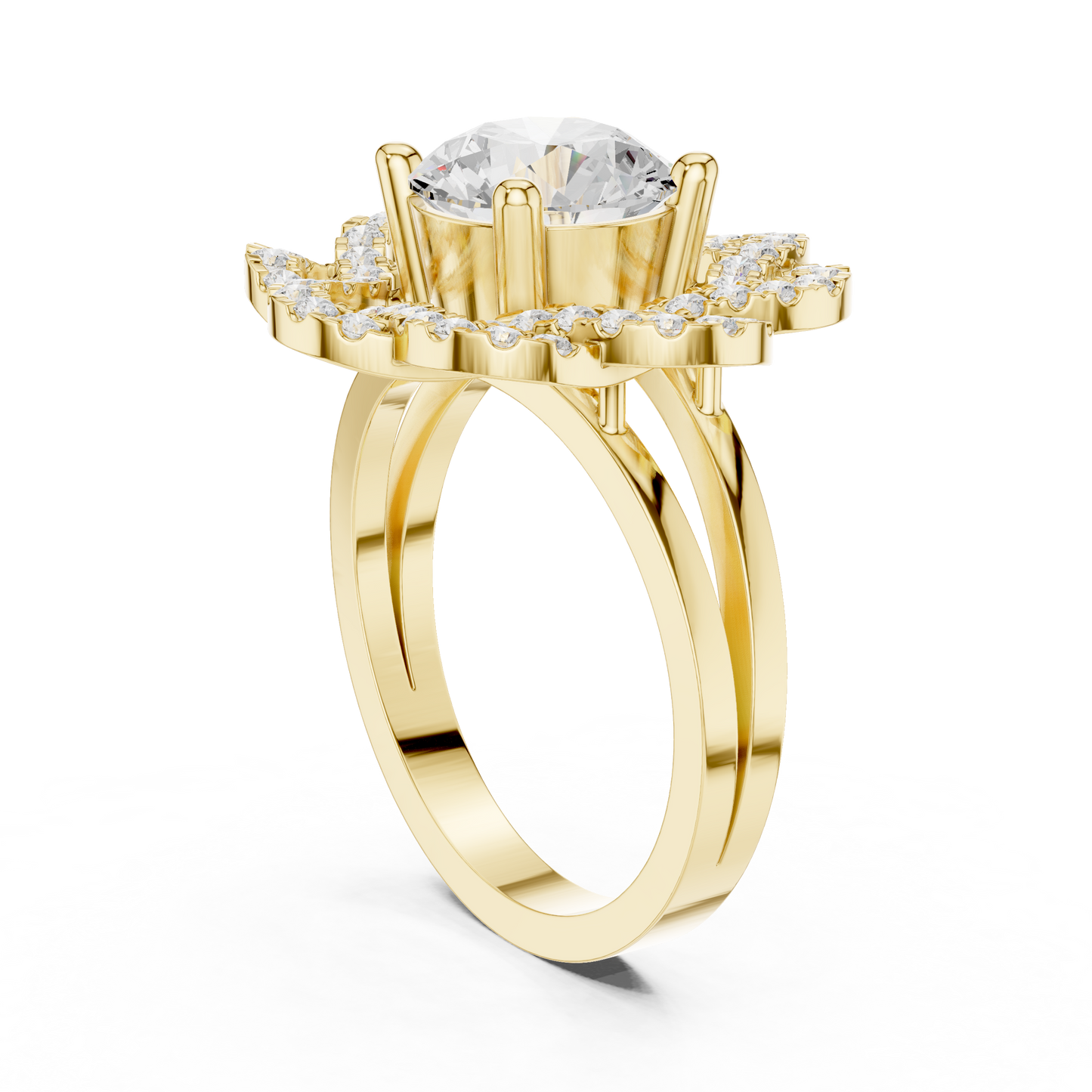 2.44ctw Round Diamond Openwork Filigree Mandala Ring - Solid Gold