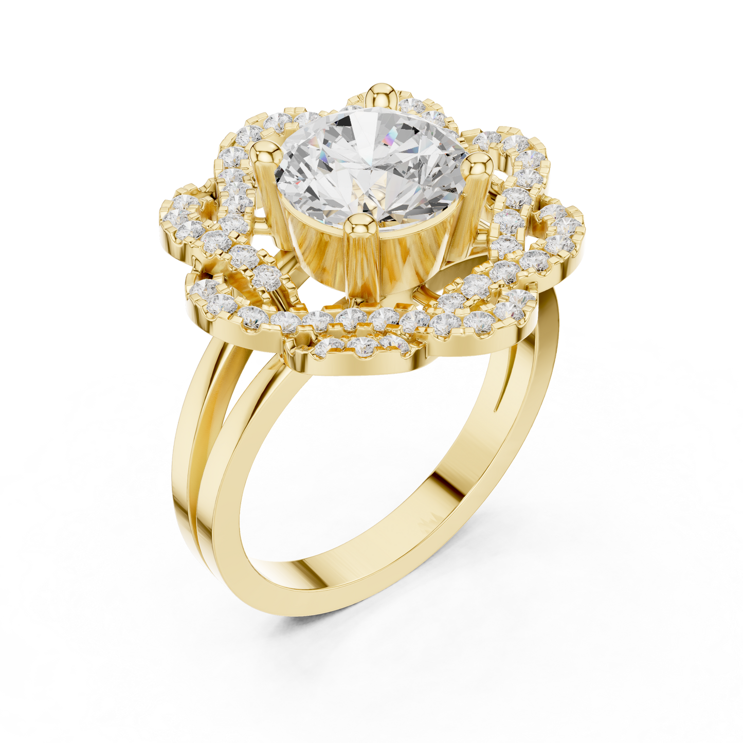 2.44ctw Round Diamond Openwork Filigree Mandala Ring - Solid Gold