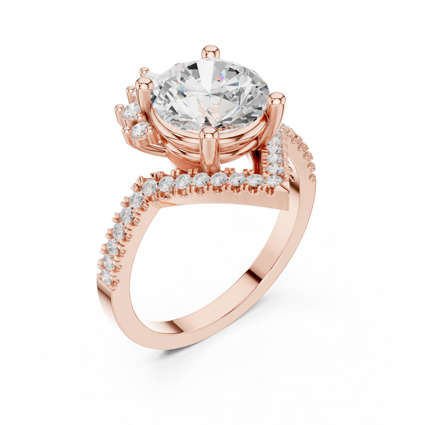 2.78ctw Vintage Crown Round Cut Engagement Ring in Yellow Gold