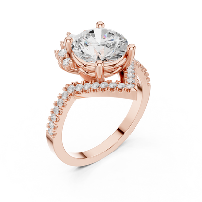 2.78ctw Vintage Crown Round Cut Engagement Ring in Yellow Gold