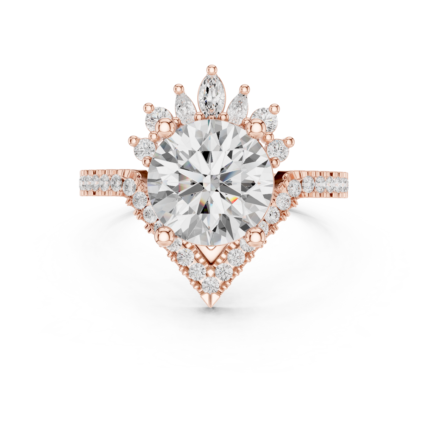 2.78ctw Vintage Crown Round Cut Engagement Ring in Yellow Gold