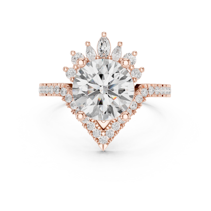 2.78ctw Vintage Crown Round Cut Engagement Ring in Yellow Gold