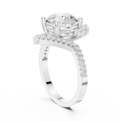 2.78ctw Vintage Crown Round Cut Engagement Ring in Yellow Gold