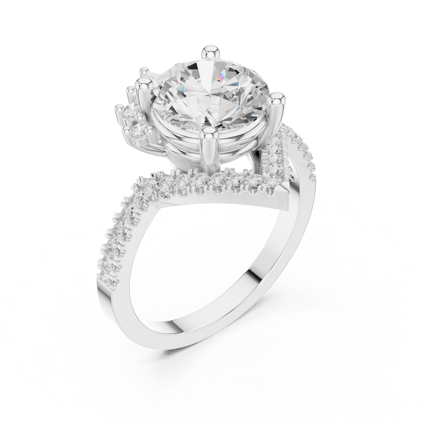 2.78ctw Vintage Crown Round Cut Engagement Ring in Yellow Gold