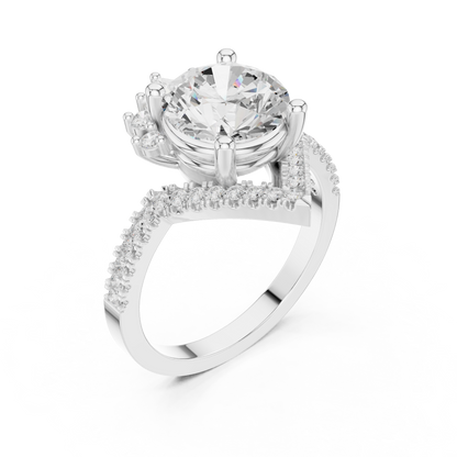 2.78ctw Vintage Crown Round Cut Engagement Ring in Yellow Gold