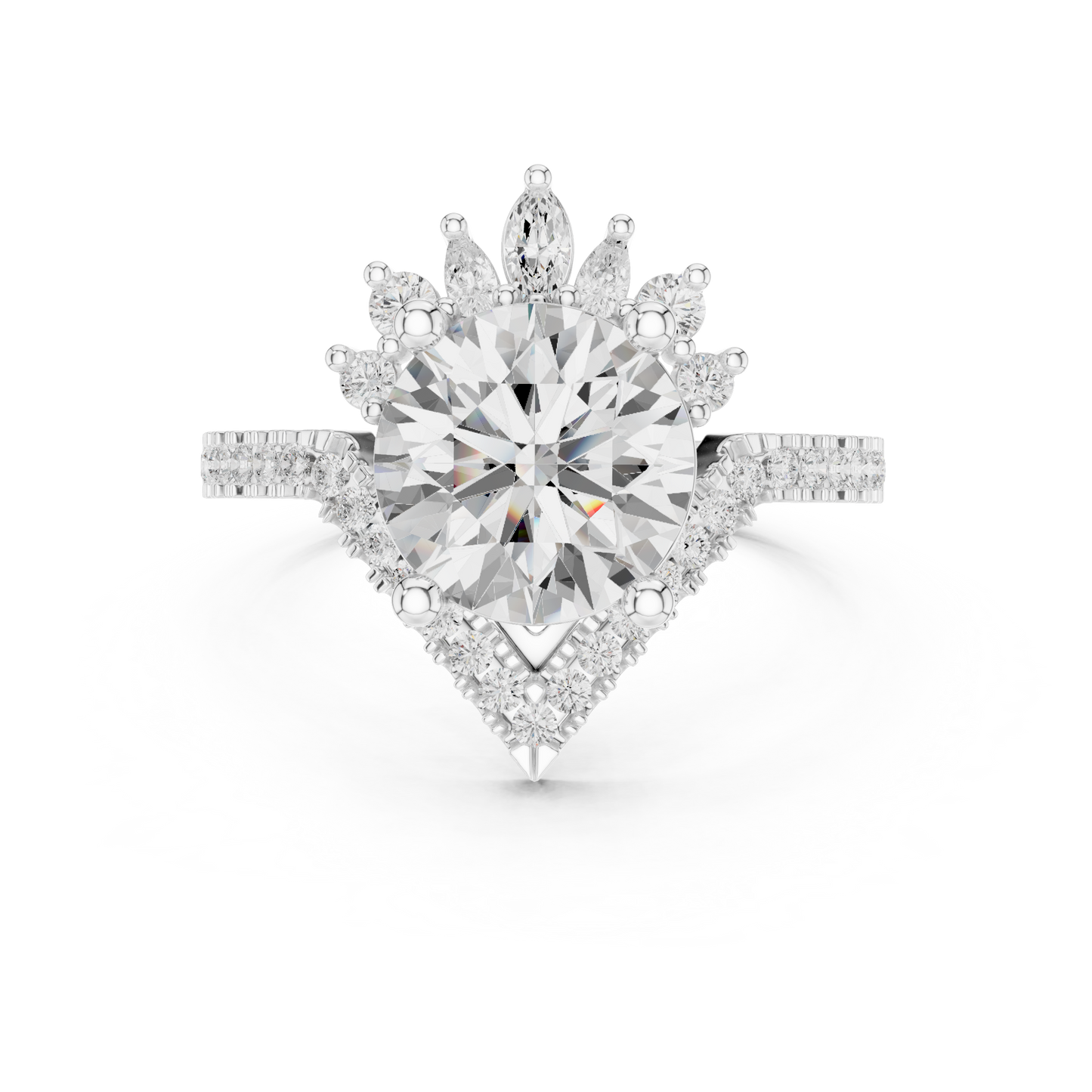 2.78ctw Vintage Crown Round Cut Engagement Ring in Yellow Gold
