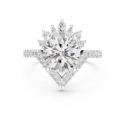 2.78ctw Vintage Crown Round Cut Engagement Ring in Yellow Gold