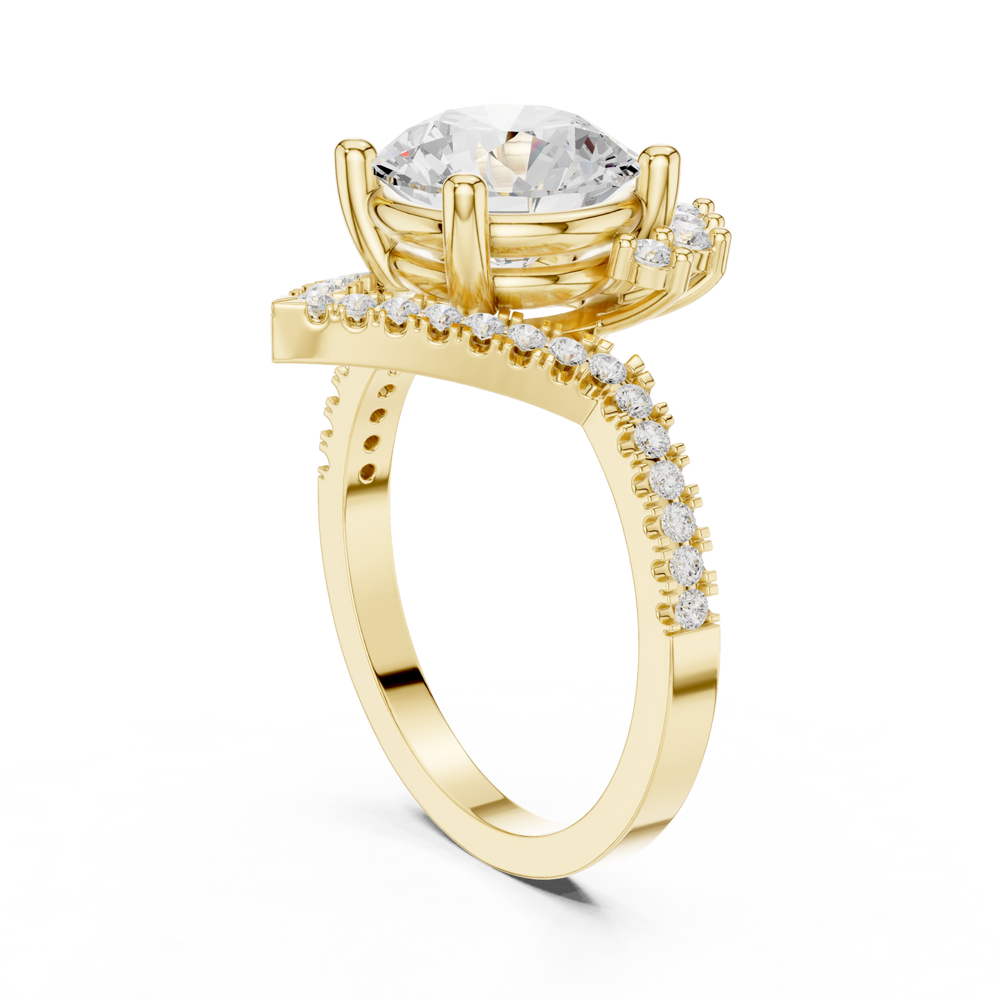 2.78ctw Vintage Crown Round Cut Engagement Ring in Yellow Gold
