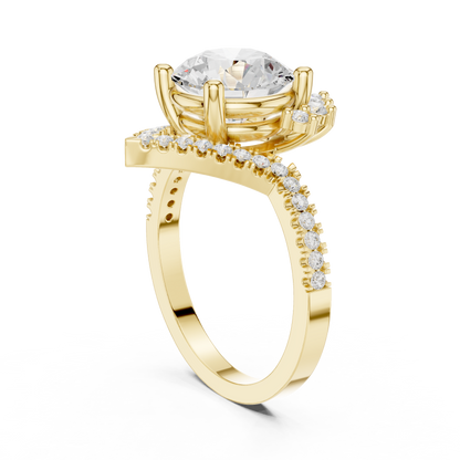 2.78ctw Vintage Crown Round Cut Engagement Ring in Yellow Gold