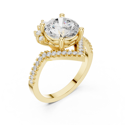 2.78ctw Vintage Crown Round Cut Engagement Ring in Yellow Gold