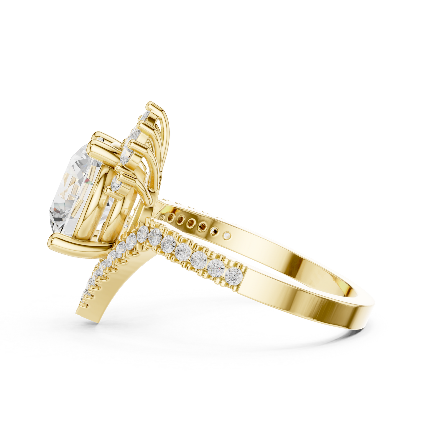 2.78ctw Vintage Crown Round Cut Engagement Ring in Yellow Gold